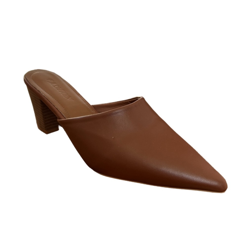 SHEIN Point Toe Chunky Heeled Mule Pumps 8.5